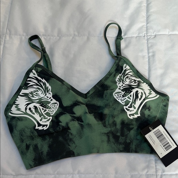 Darc Sport Wolves Size M Green Tie-Dye Women's Sports Bra NWT - Picture 1 of 4